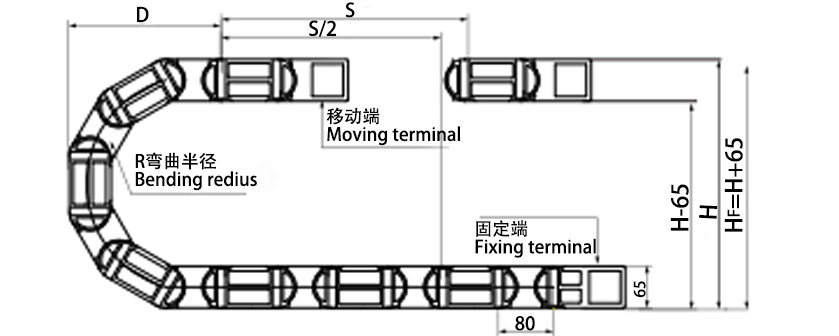 45系列强力型拖链参数图