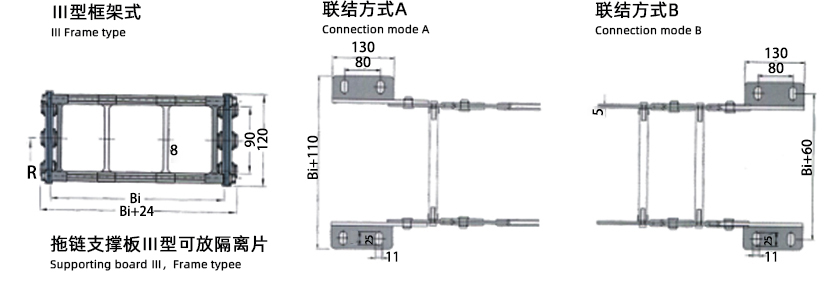 TL125型钢铝拖链框架式图