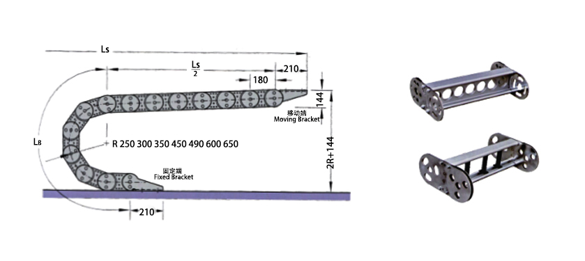 TL180型钢铝拖链安装尺寸图