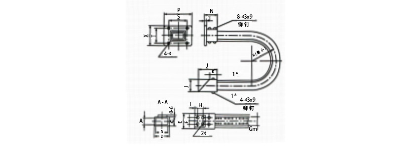 JR2矩形金属软管接头尺寸图